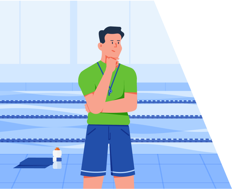 Thinking trainer in the pool